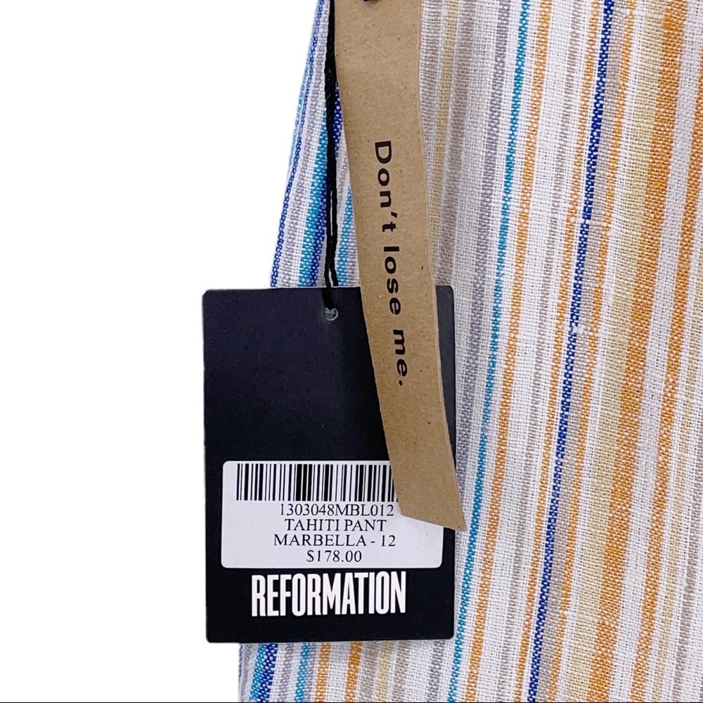 NWT REFORMATION Striped Wide Leg Linen Pants Sz 12 - Picture 6 of 8